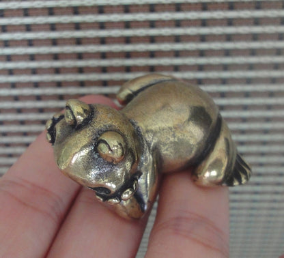 Solid Brass Thinking Frog Figurine Animal Statue for Home Decor