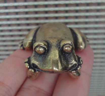 Solid Brass Thinking Frog Figurine Animal Statue for Home Decor