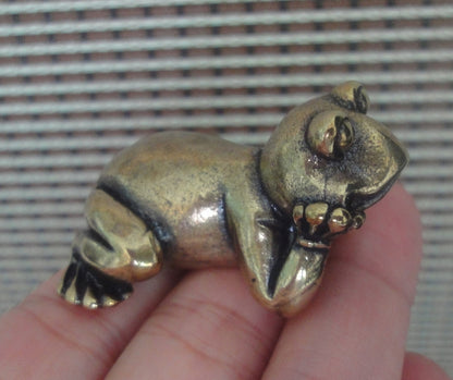 Solid Brass Thinking Frog Figurine Animal Statue for Home Decor