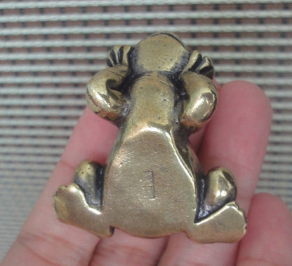 Solid Brass Thinking Frog Figurine Animal Statue for Home Decor