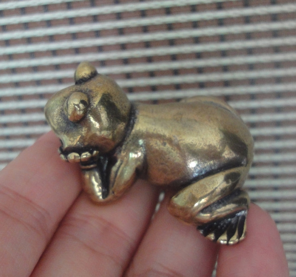 Solid Brass Thinking Frog Figurine Animal Statue for Home Decor