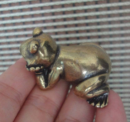 Solid Brass Thinking Frog Figurine Animal Statue for Home Decor