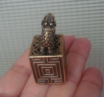 Vintage Brass Dragon Figurine Seal Ornament for Home Decor