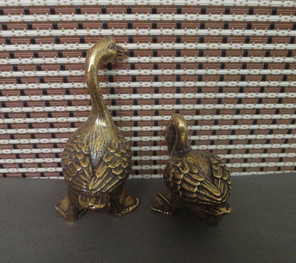 Pair of Vintage Solid Brass Gooses Couples Statues Wedding Gifts