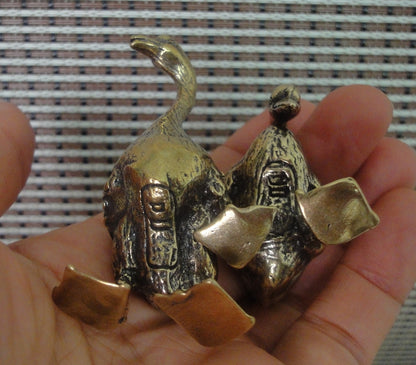 Pair of Vintage Solid Brass Gooses Couples Statues Wedding Gifts