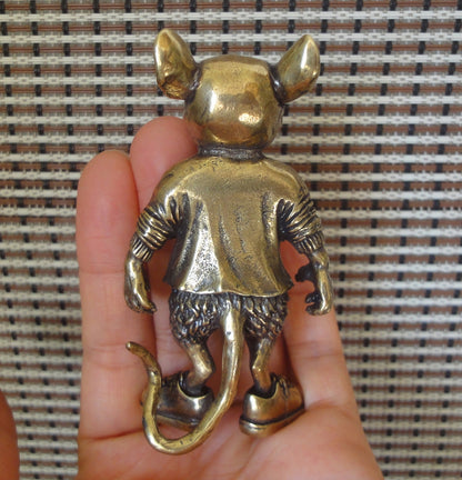 Solid Brass Street-Style Mouse Figurine Vintage Animal Ornament