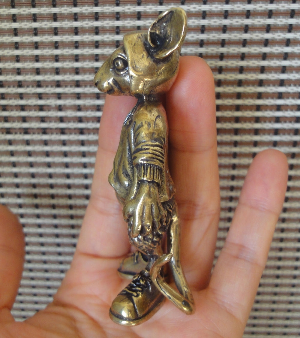 Solid Brass Street-Style Mouse Figurine Vintage Animal Ornament