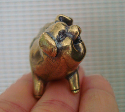 Solid Brass Pig Figurine Toy Gift : Vintage Style Home Decor