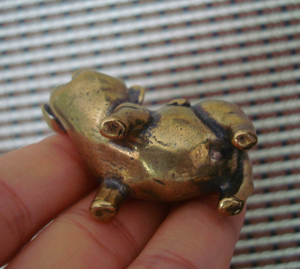 Solid Brass Pig Figurine Toy Gift : Vintage Style Home Decor