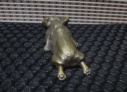 Solid Brass Sleeping Corgi Dog Figurine Statue Paperweight Home Decor
