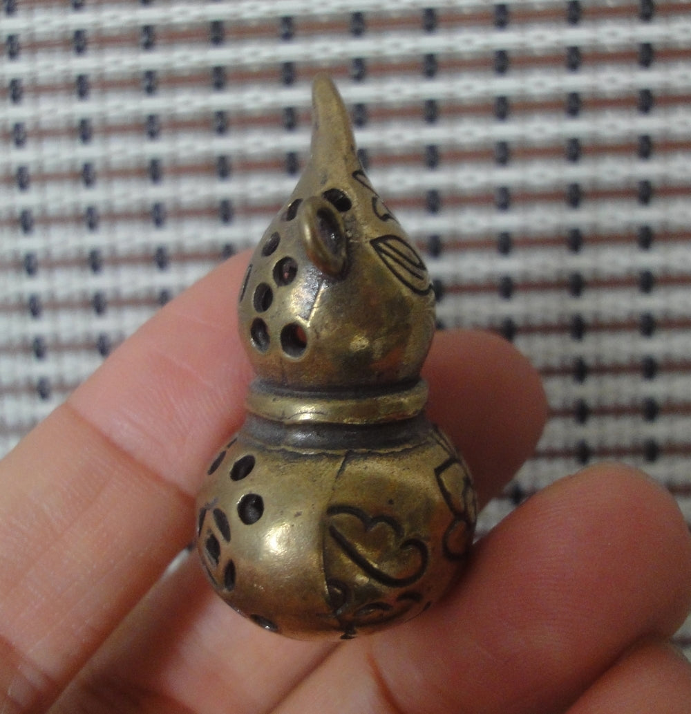 Vintage Brass Lotus Gourd Charm Pendant for Home and Bags Ornaments