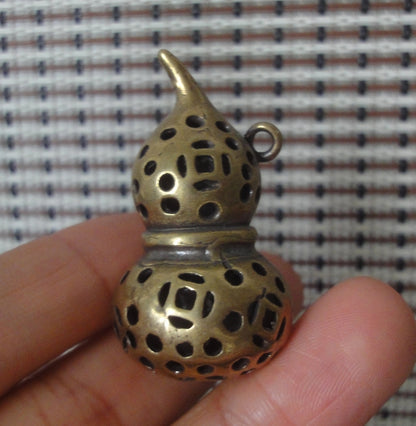 Vintage Brass Lotus Gourd Charm Pendant for Home and Bags Ornaments
