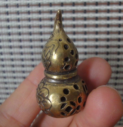 Vintage Brass Lotus Gourd Charm Pendant for Home and Bags Ornaments