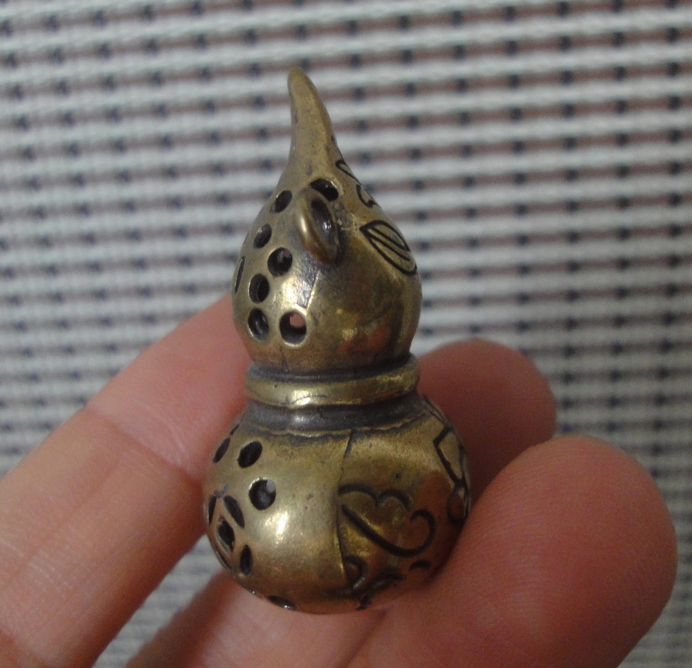 Vintage Brass Lotus Gourd Charm Pendant for Home and Bags Ornaments