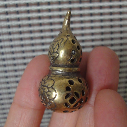 Vintage Brass Lotus Gourd Charm Pendant for Home and Bags Ornaments