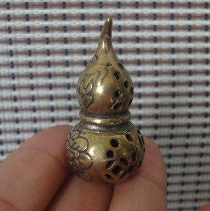 Vintage Brass Lotus Gourd Charm Pendant for Home and Bags Ornaments