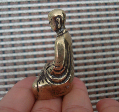 Solid Brass Buddha Seated Figurine Vintage Style Statue for Home Desk Decor