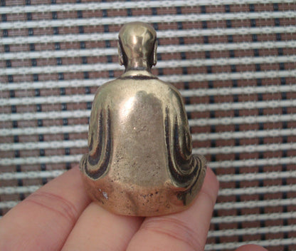 Solid Brass Buddha Seated Figurine Vintage Style Statue for Home Desk Decor