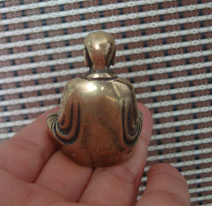 Solid Brass Buddha Seated Figurine Vintage Style Statue for Home Desk Decor