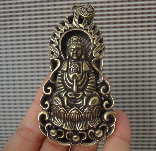 Vintage Brass Compassion Guanyin Pendant