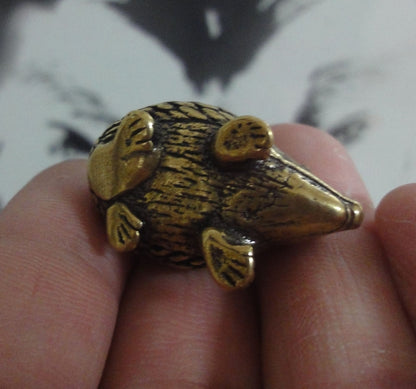 Vintage Style Brass Hedgehog Statue: Small Animal Sculpture