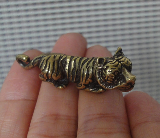 Vintage Brass Tiger Statue Charm Pendant for Bags Ornaments