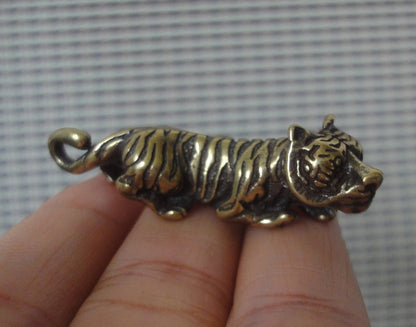 Vintage Brass Tiger Statue Charm Pendant for Bags Ornaments
