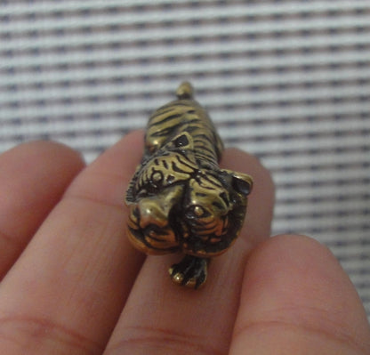 Vintage Brass Tiger Statue Charm Pendant for Bags Ornaments
