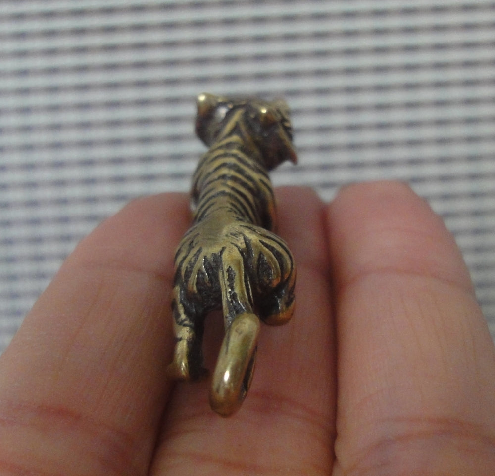 Vintage Brass Tiger Statue Charm Pendant for Bags Ornaments
