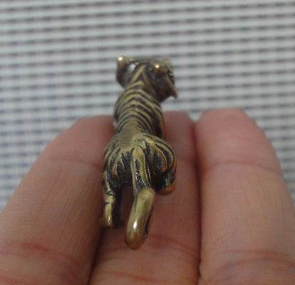 Vintage Brass Tiger Statue Charm Pendant for Bags Ornaments