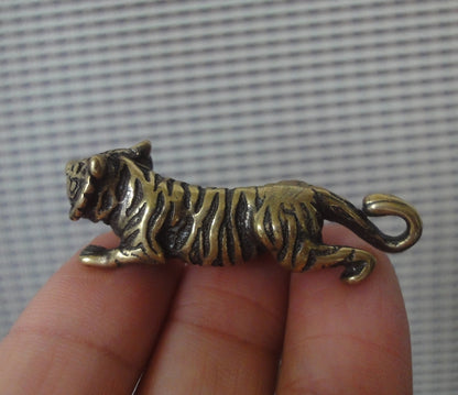 Vintage Brass Tiger Statue Charm Pendant for Bags Ornaments