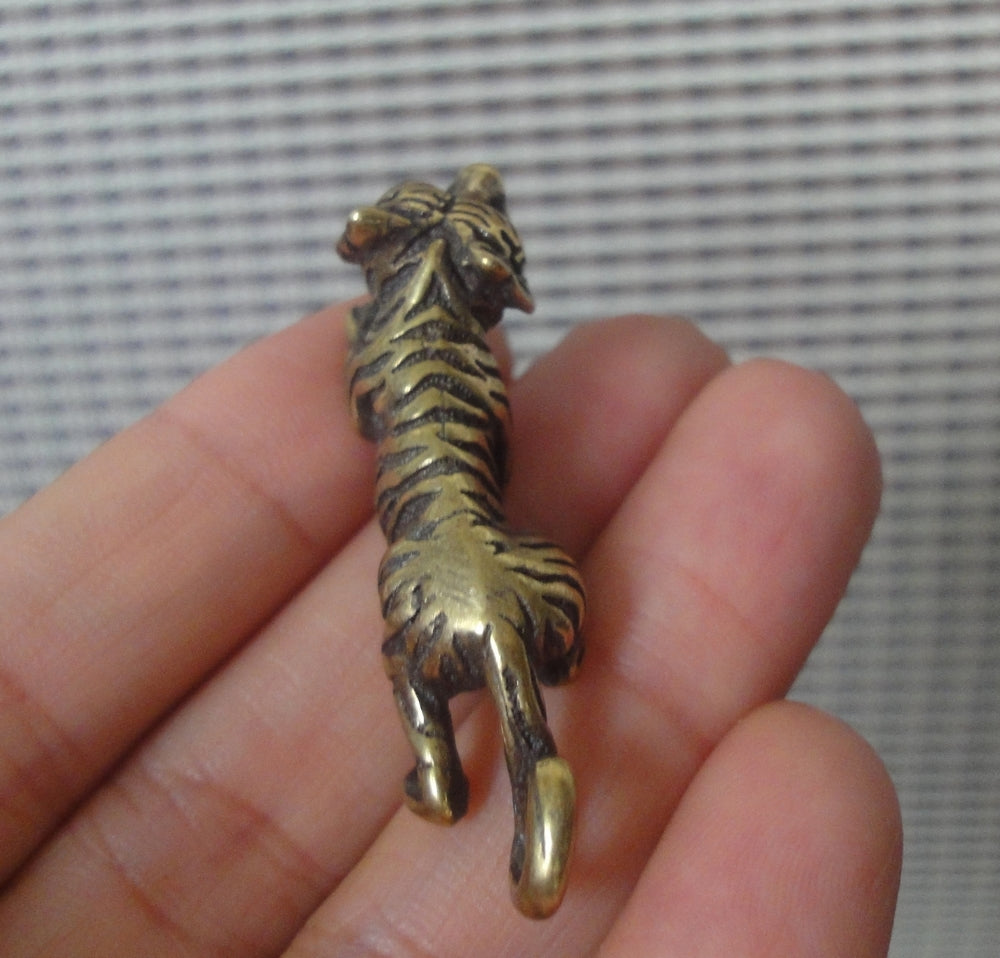 Vintage Brass Tiger Statue Charm Pendant for Bags Ornaments
