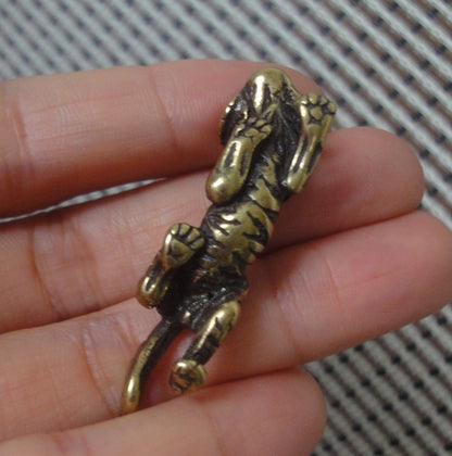 Vintage Brass Tiger Statue Charm Pendant for Bags Ornaments