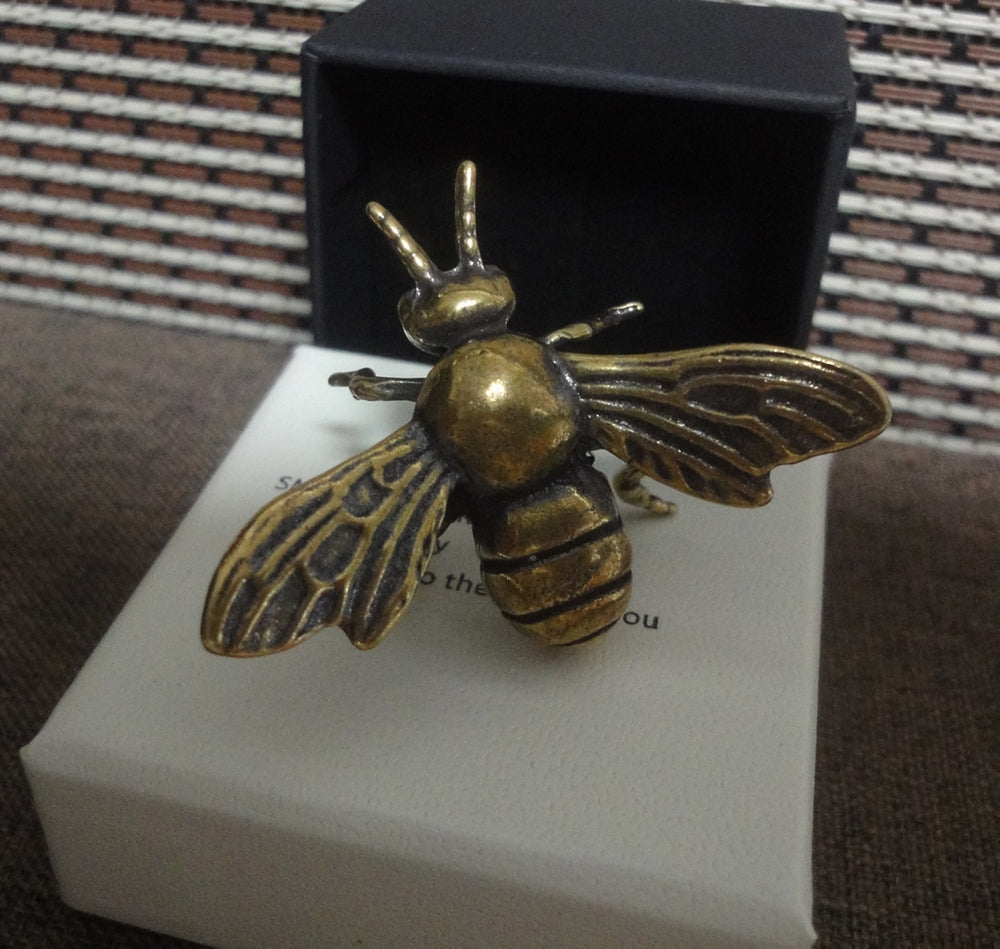 Solid Brass Pure Copper Honey Bee Statue Sculpture for Home Decor