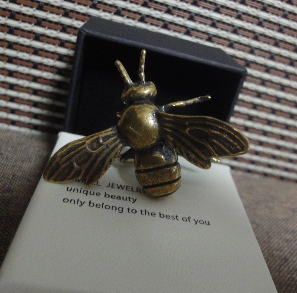 Solid Brass Pure Copper Honey Bee Statue Sculpture for Home Decor