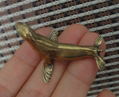 Vintage Style Brass Seal Figurine: Copper Sea Animal Sculpture