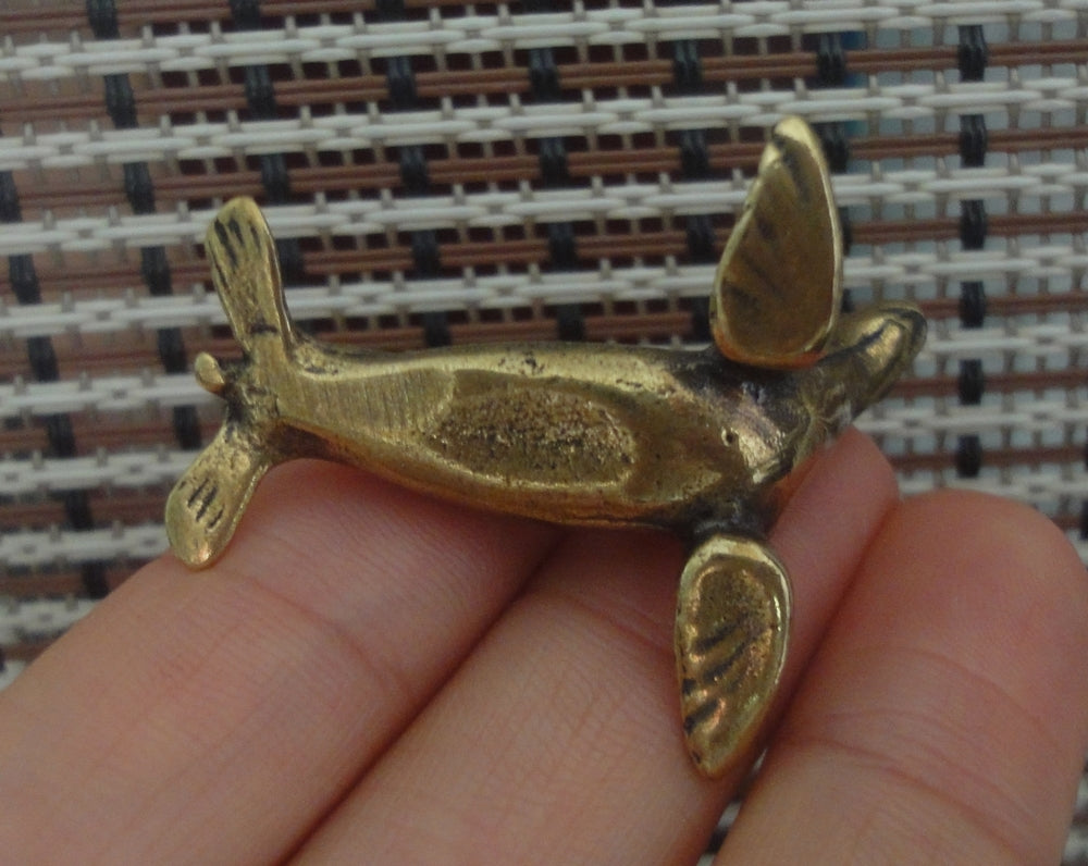 Vintage Style Brass Seal Figurine: Copper Sea Animal Sculpture