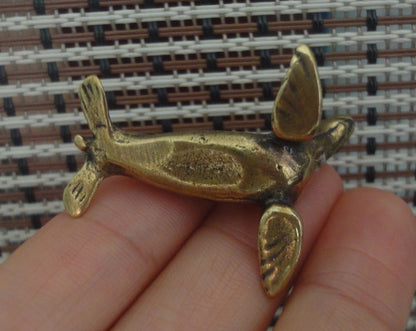 Vintage Style Brass Seal Figurine: Copper Sea Animal Sculpture