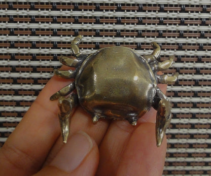 Retro Solid Brass Crab Figurine Statue - Pen Rest Stand