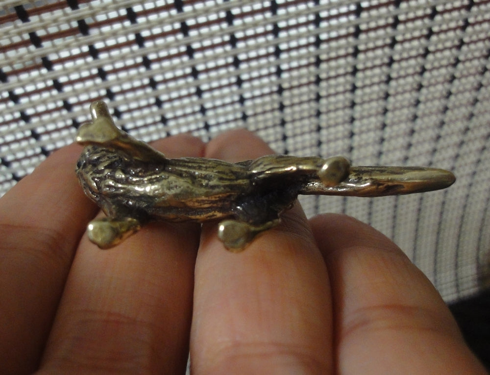 Solid Brass Fox Figurine - Mini Textured Animal Statue Desk Decor