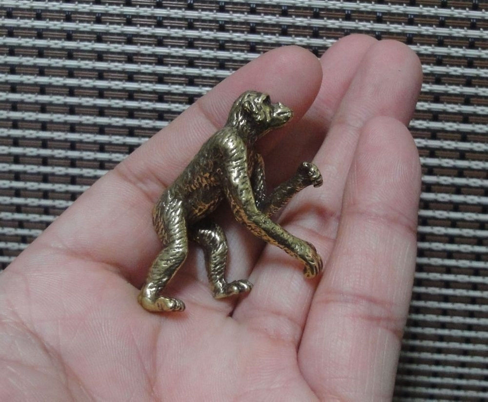 Vintage Style Solid Brass Chimpanzees Zodiac Monkey Animal Statue