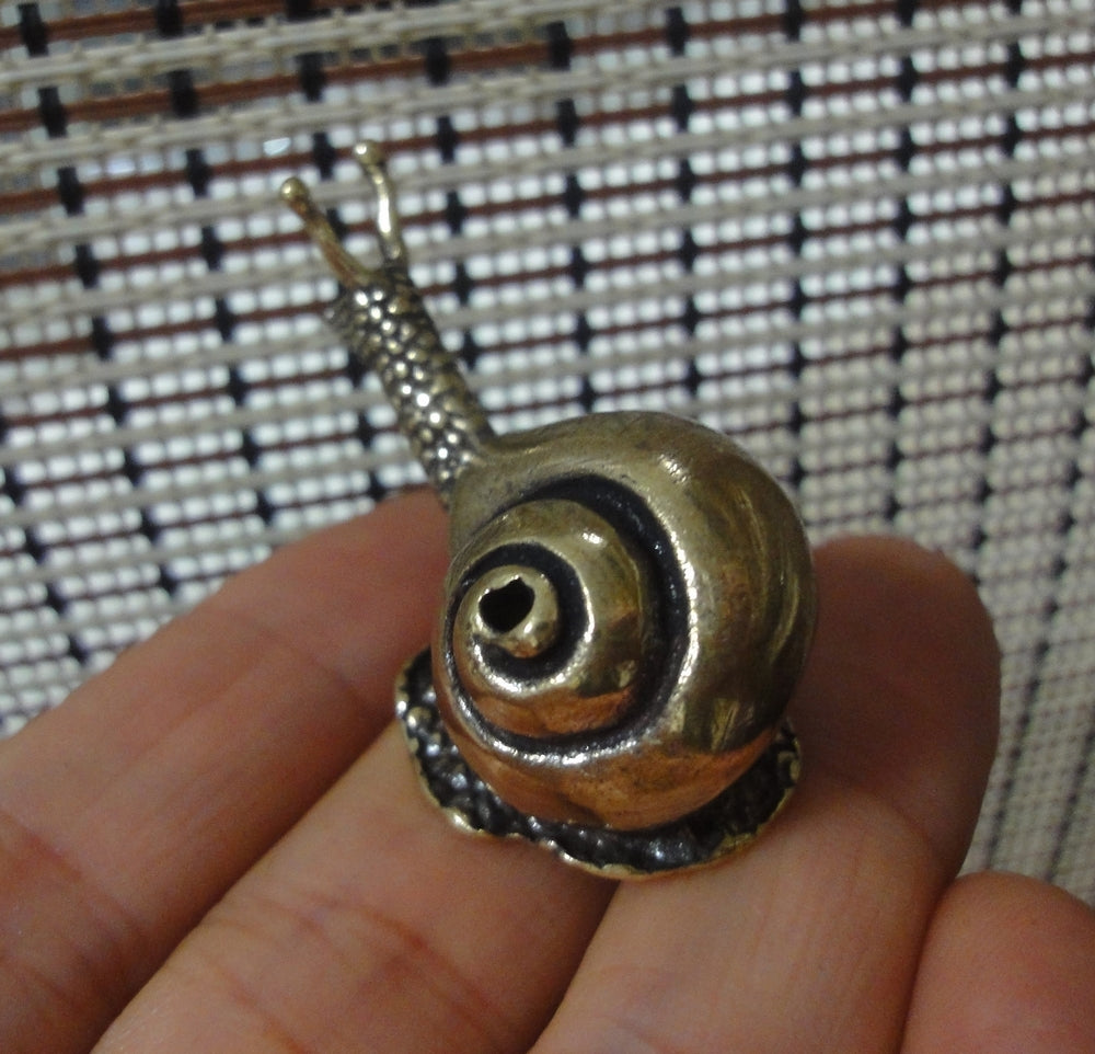 Vintage Style Solid Brass Snail Figurine Statue Incense Holder for Home Garden Decor
