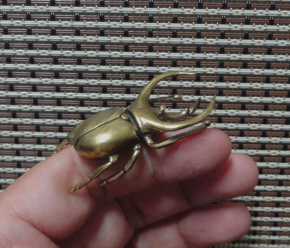 Solid Brass Rhinoceros Insect Statue Home Ornament Birthday Gifts