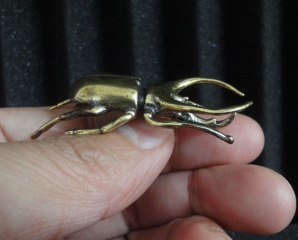 Solid Brass Rhinoceros Insect Statue Home Ornament Birthday Gifts