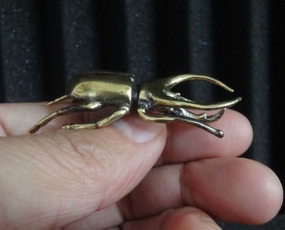 Solid Brass Rhinoceros Insect Statue Home Ornament Birthday Gifts