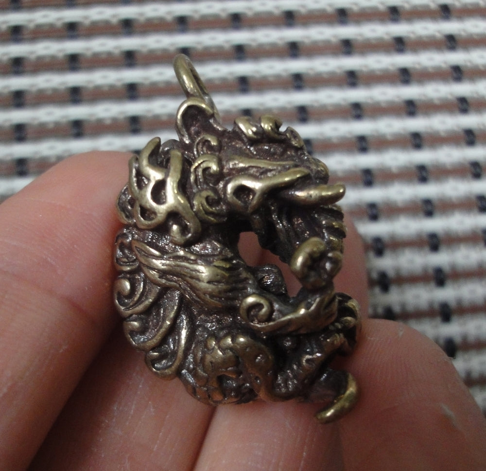 Vintage Solid Brass Dream Devourer Pendant Beast Statue Keyring