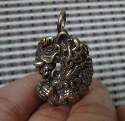 Vintage Solid Brass Dream Devourer Pendant Beast Statue Keyring