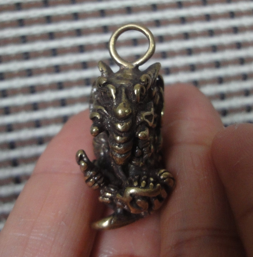 Vintage Solid Brass Dream Devourer Pendant Beast Statue Keyring
