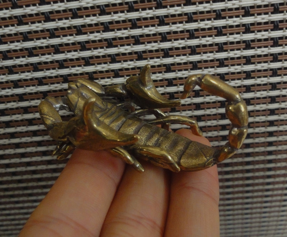 Solid Brass Copper Scorpion Figurine Statue Pen Rest Stand for Home Decor