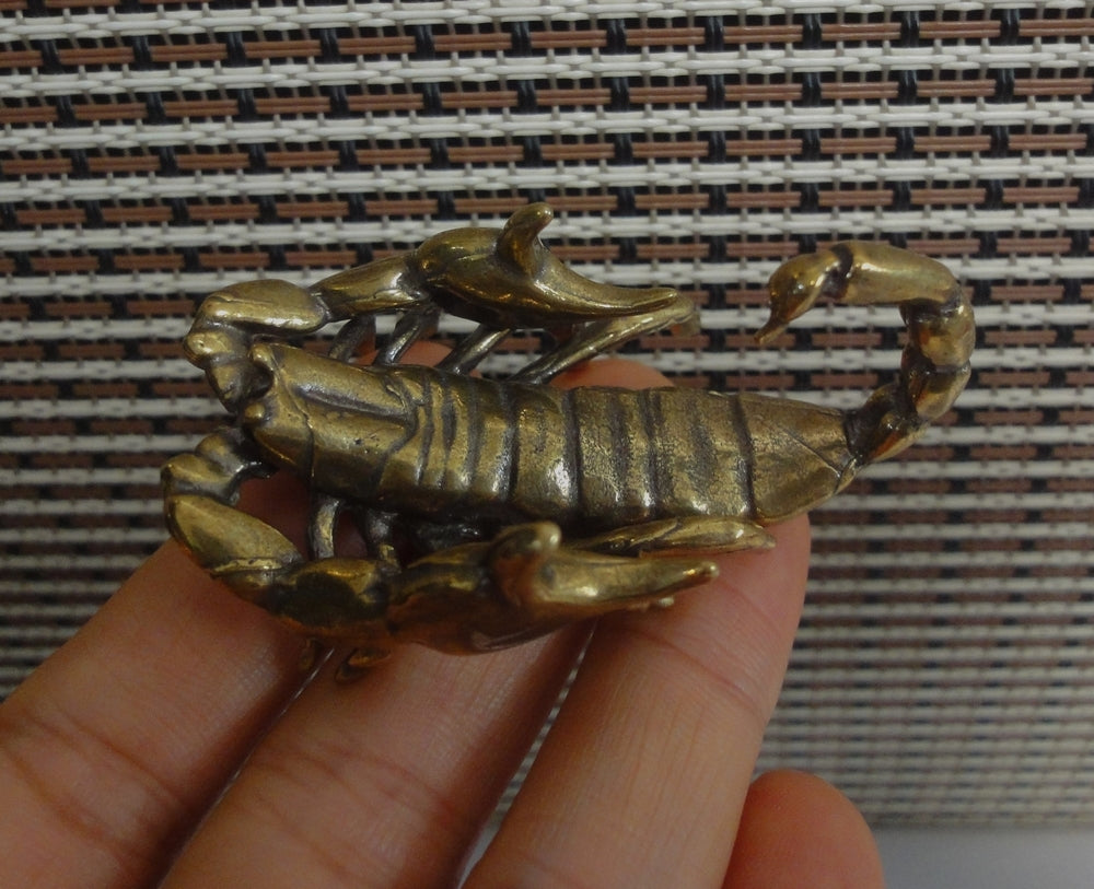 Solid Brass Copper Scorpion Figurine Statue Pen Rest Stand for Home Decor